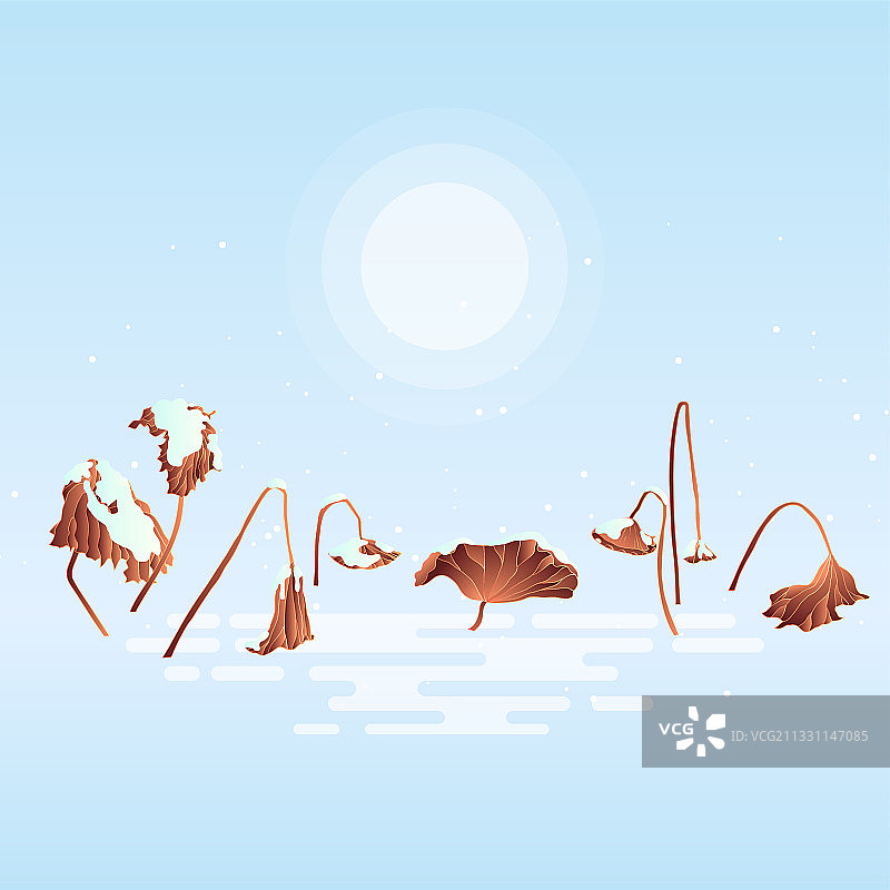 扁平风矢量插画元素残荷图片素材