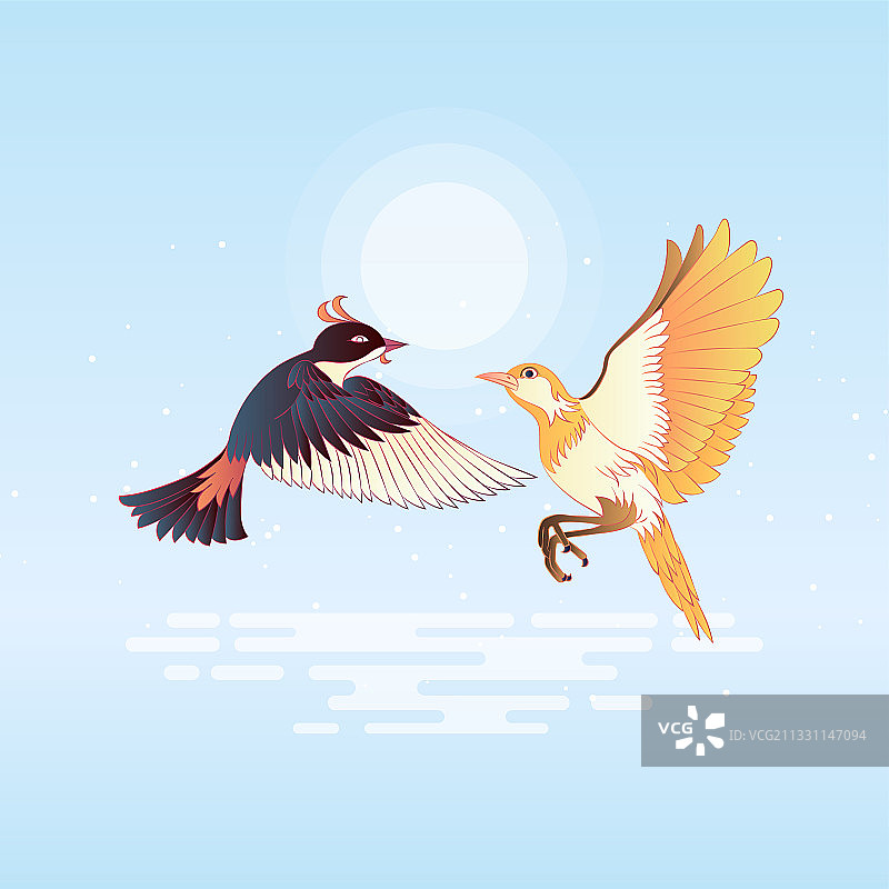 扁平风矢量插画元素黄鹂图片素材