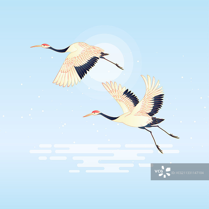 扁平风矢量插画元素仙鹤图片素材