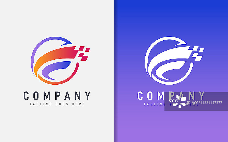 字母F圆形组合现代标志图片素材