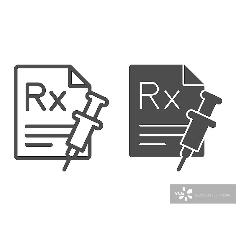 处方药和注射器线性图标图片素材