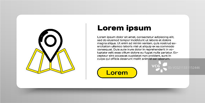 线折叠地图与位置标记图标孤立图片素材