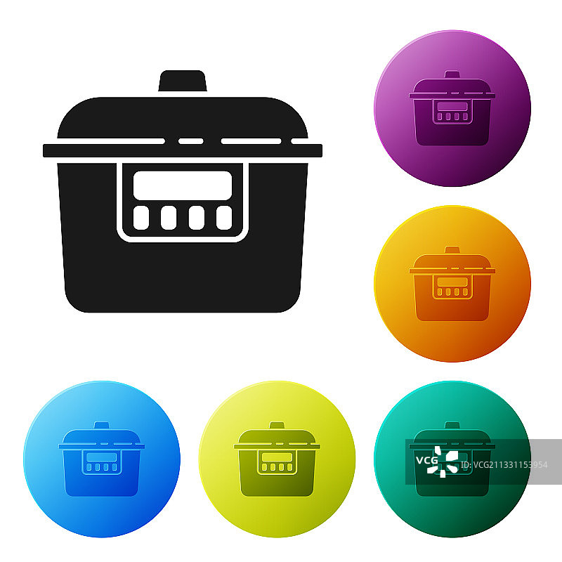 白色背景上的黑色慢炖锅图标图片素材