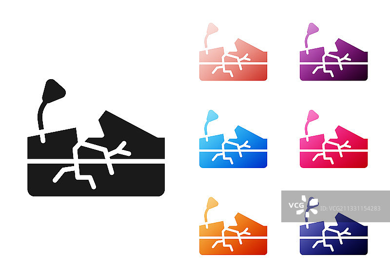 白色背景上的黑色地震图标图片素材