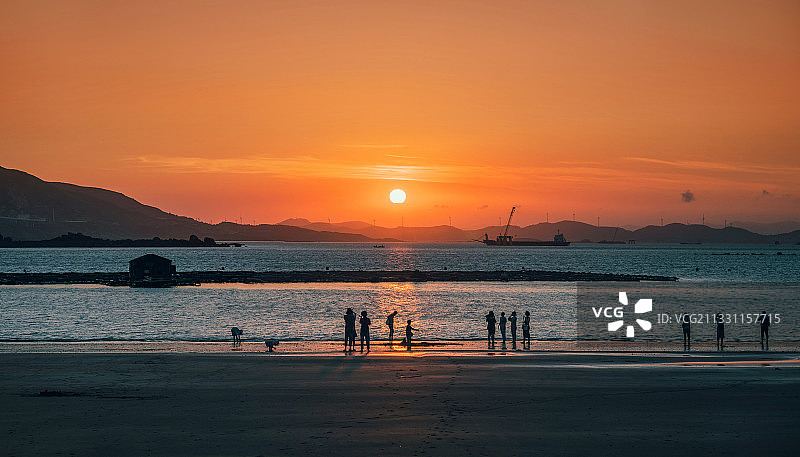芦田澳海滩落日图片素材