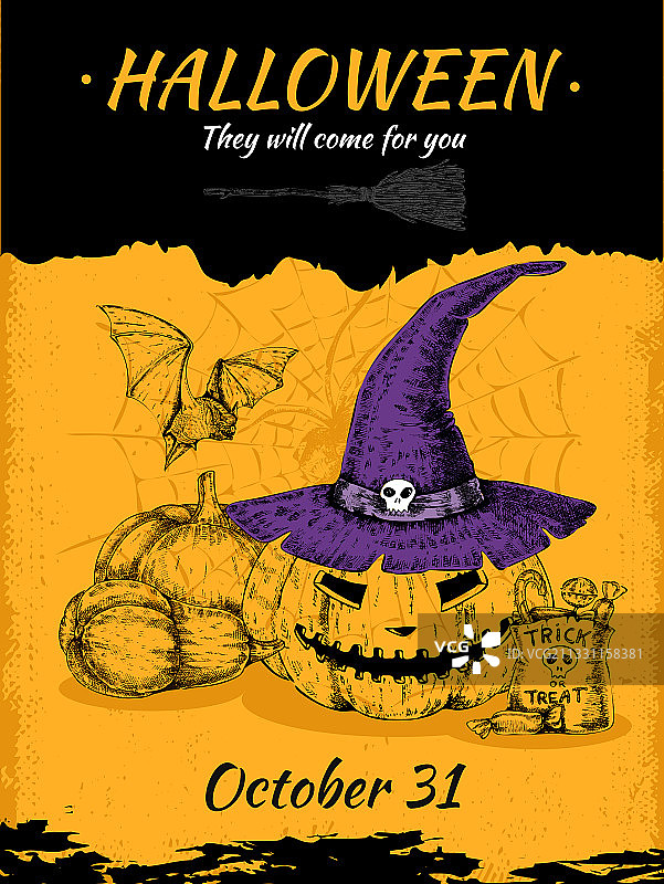 万圣节手绘海报图片素材