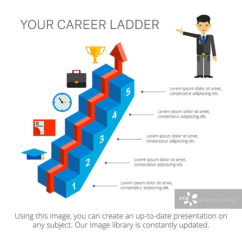 五步图表幻灯片模板图片素材