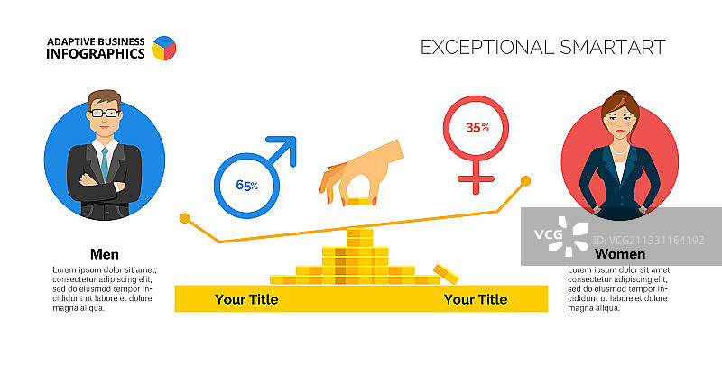 性别比较图PPT模板图片素材