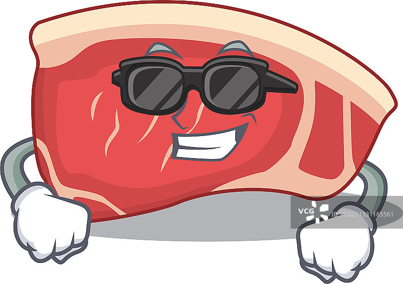 穿着黑色礼服的卡通沙朗牛排图片素材