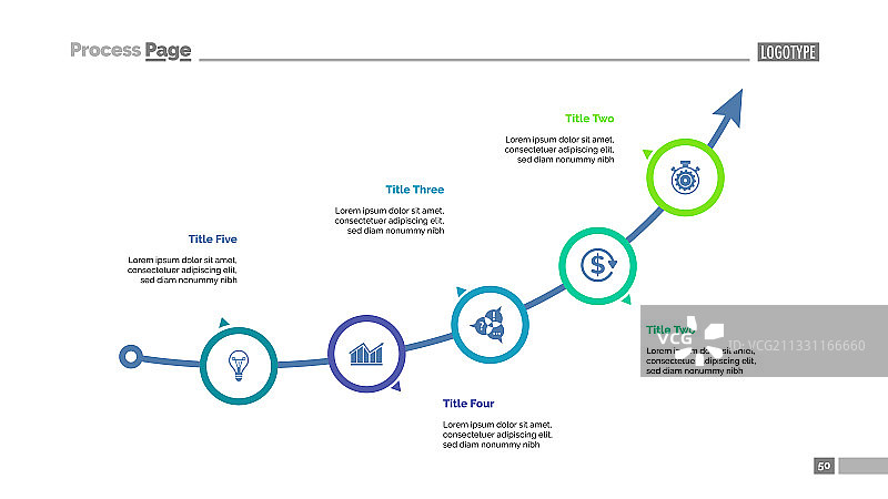 带五个元素的箭头图表模板图片素材