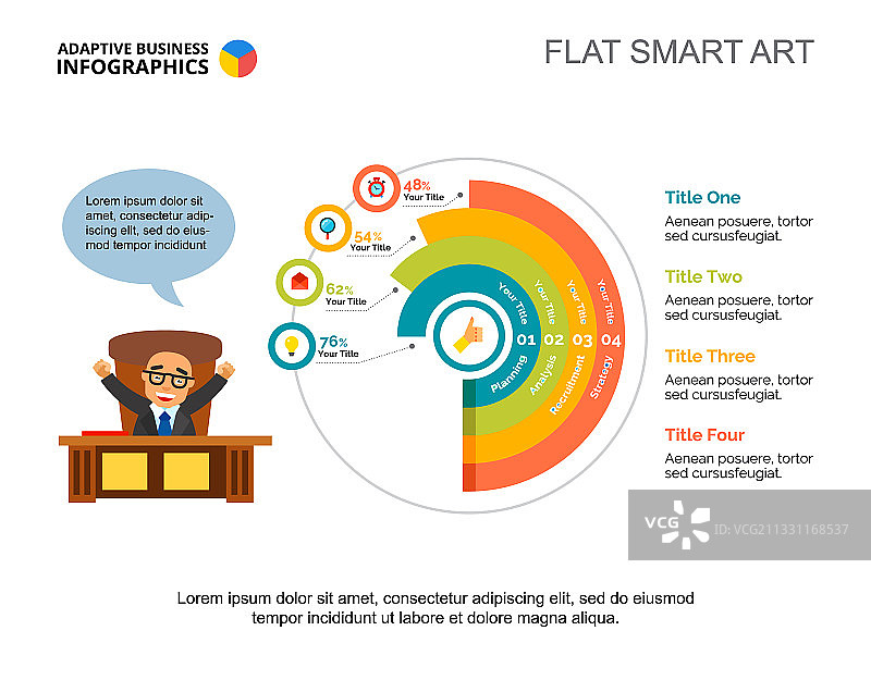 四个选项的甜甜圈图表模板图片素材