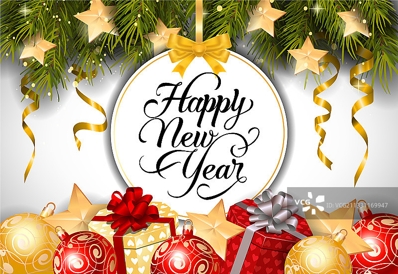 圆形标签上的新年艺术字图片素材