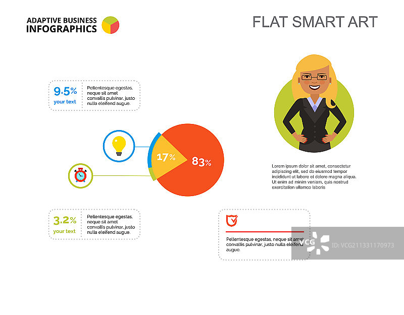 两个扇形饼图幻灯片模板图片素材