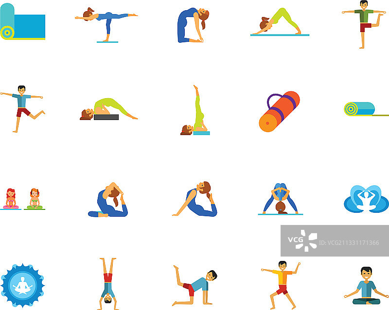 瑜伽与健身图标集图片素材