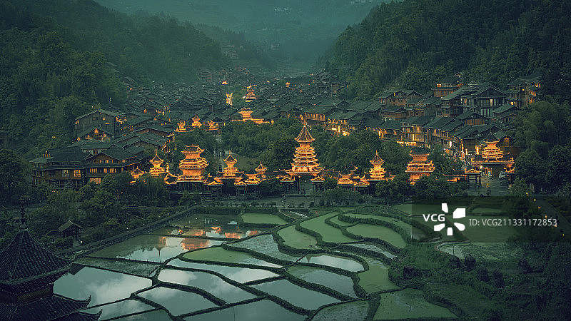 暮色肇兴图片素材