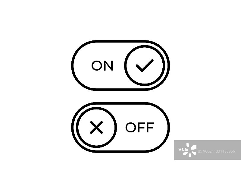 拨动开关开启和关闭位置扁平图标图片素材