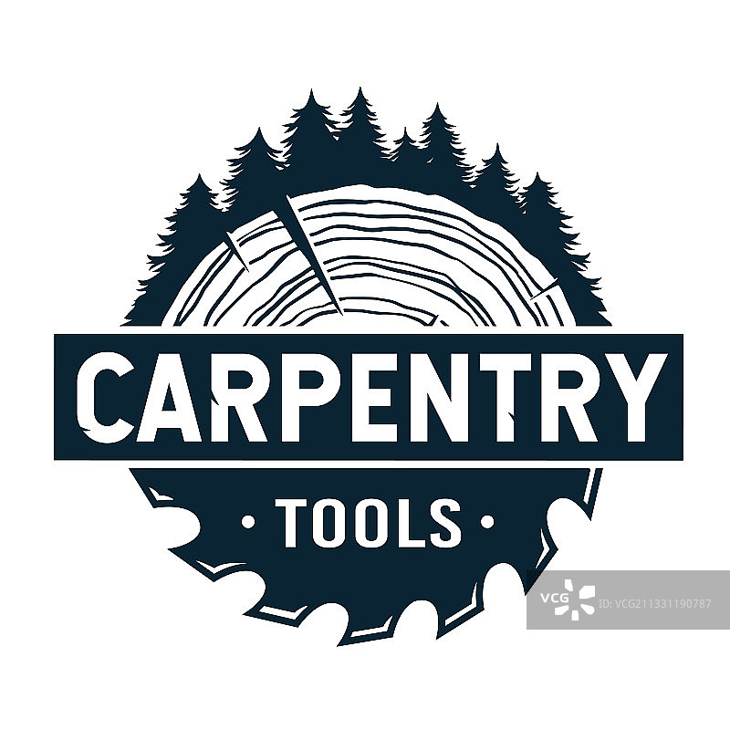 木工标志和木制树锯图片素材