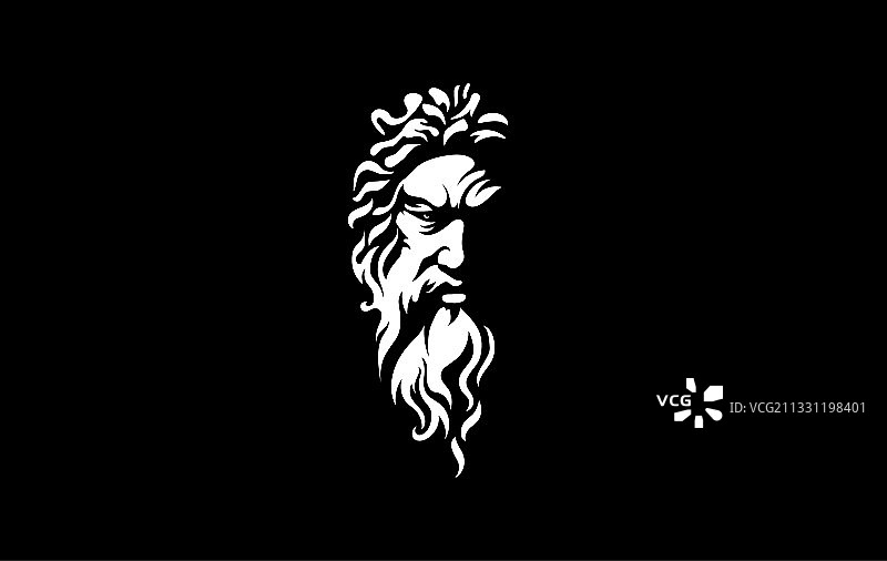 黑白宙斯面部抽象艺术图片素材