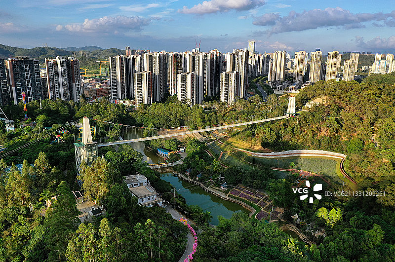 广东省东莞市凤岗镇龙凤山庄影视度假村航拍图片素材