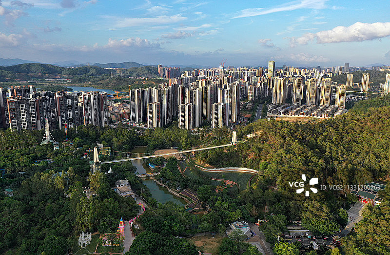 广东省东莞市凤岗镇龙凤山庄影视度假村航拍图片素材