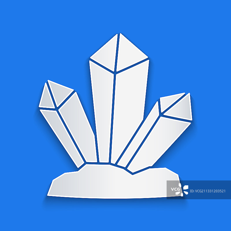 蓝色背景上的魔法石剪纸风格图标图片素材