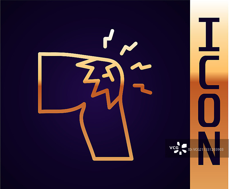 金色线条关节疼痛膝盖疼痛图标图片素材