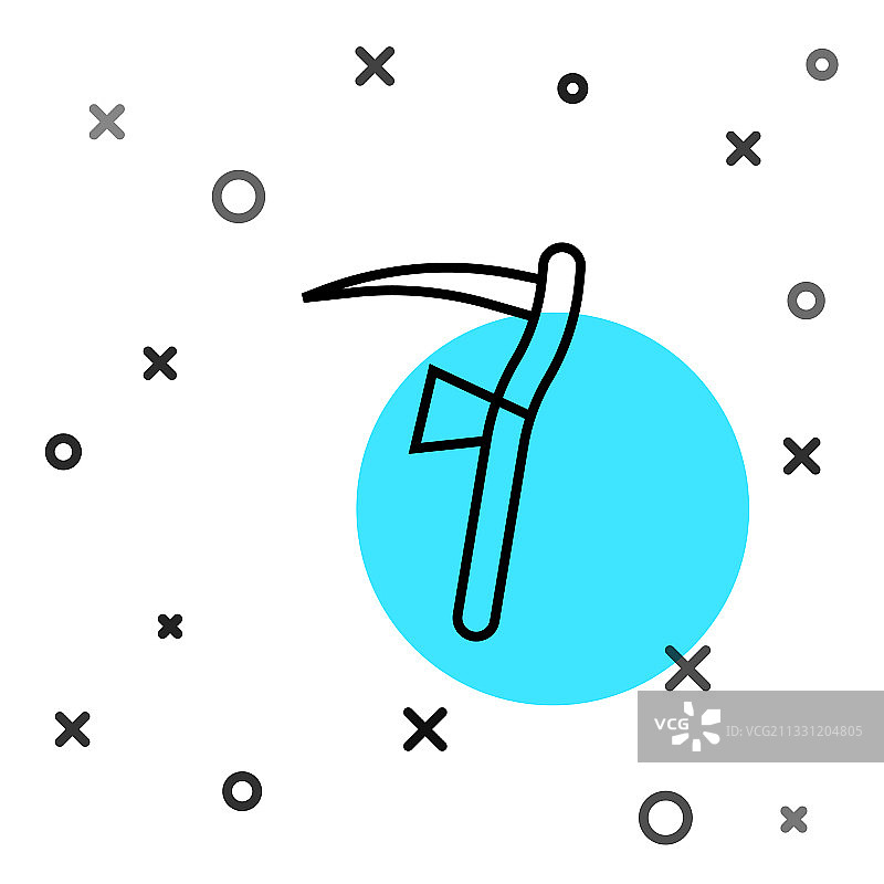 白色背景上的黑色线条镰刀图标图片素材