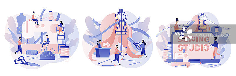 缝纫工作室概念：裁缝们创作图片素材
