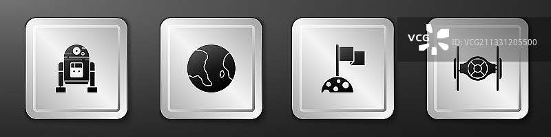 机器人地球月球旗帜宇宙套装图片素材