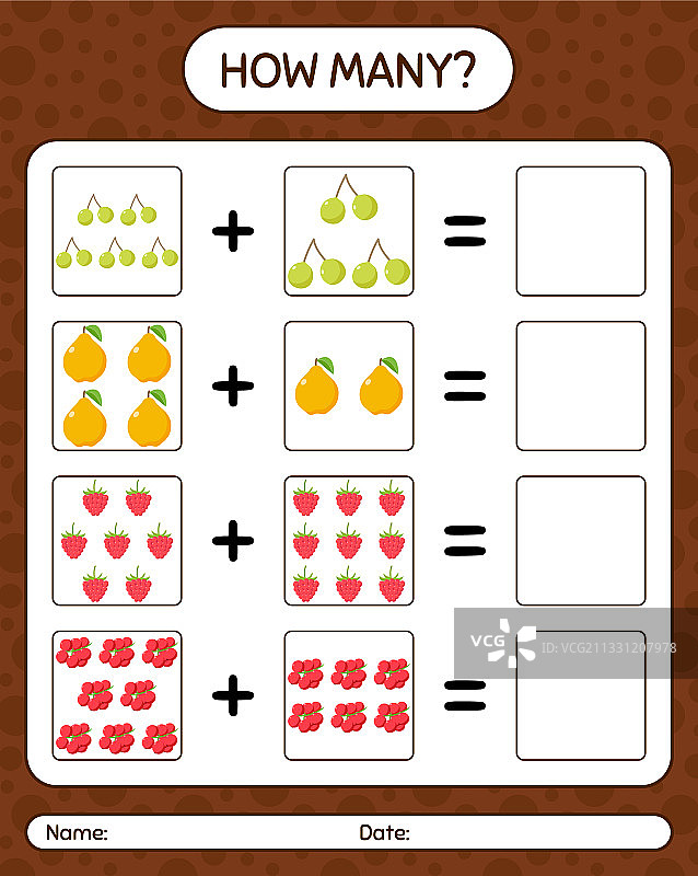 数数游戏：水果练习题图片素材