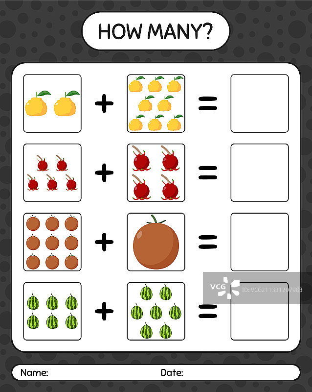数数游戏：水果练习题图片素材