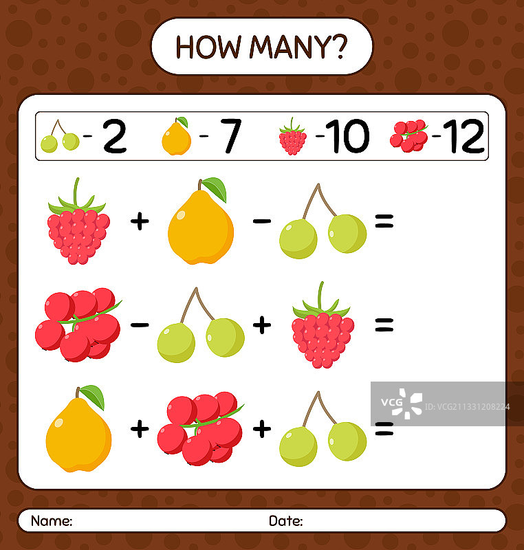 数数游戏：水果练习题图片素材