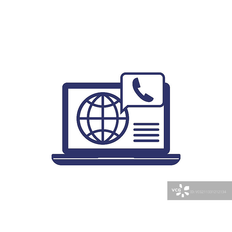 带笔记本电脑的网络电话图标图片素材