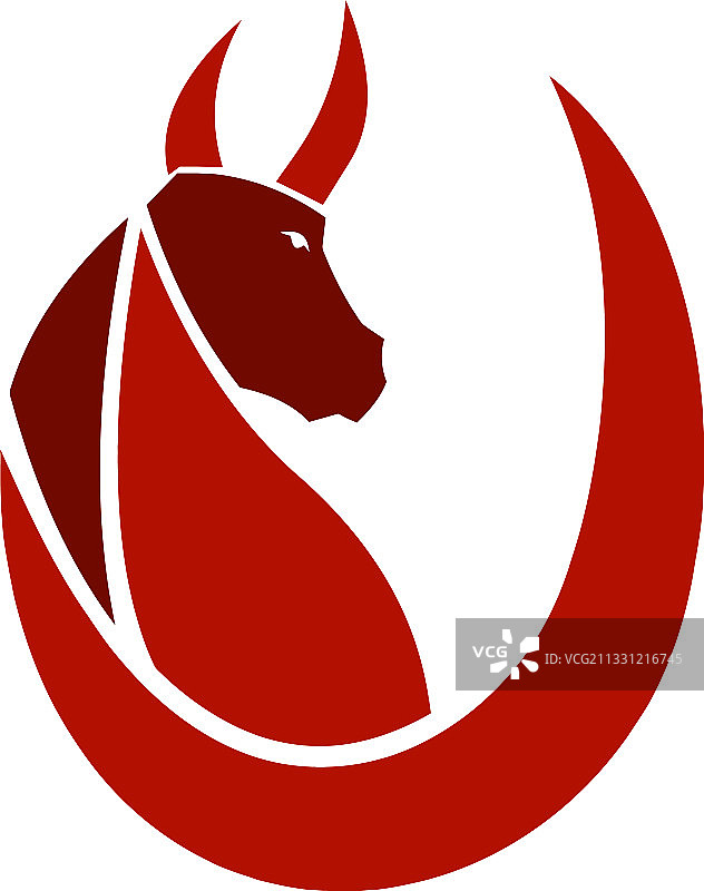 红牛或公牛脸部轮廓符号图片素材