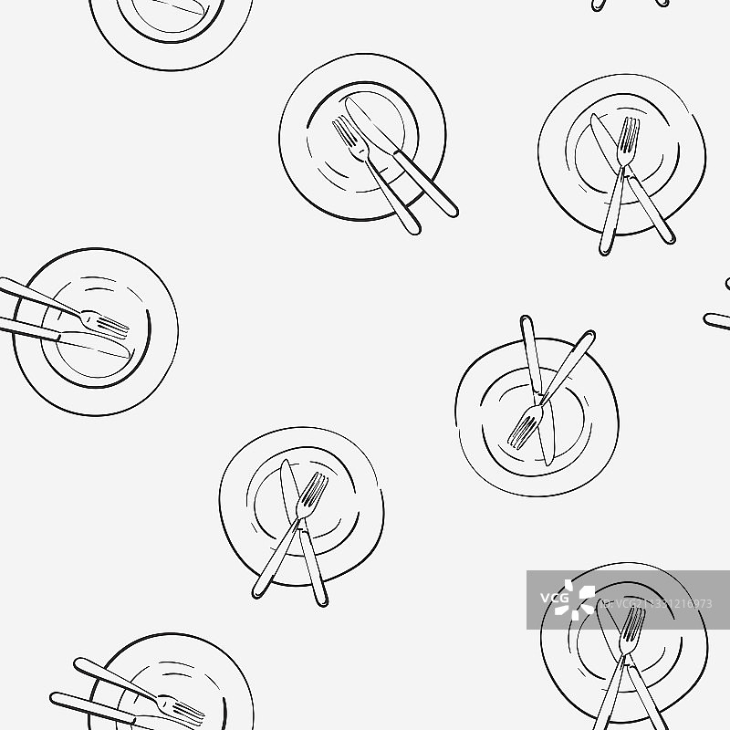 空盘上的刀叉无缝图案图片素材