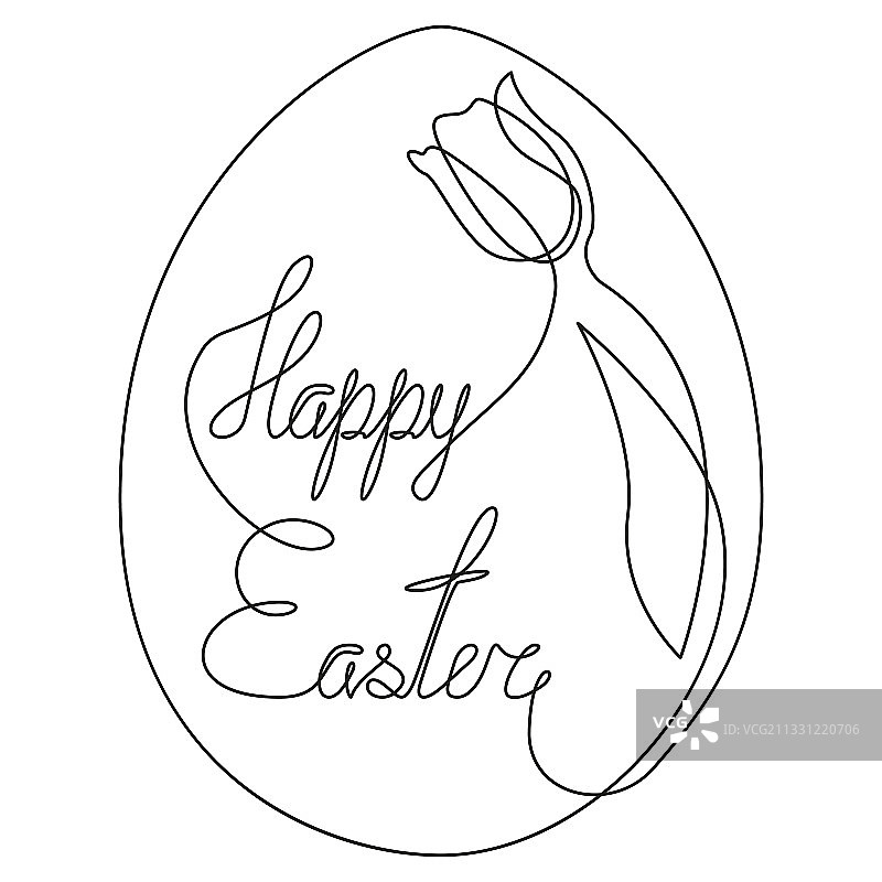 复活节彩蛋连续线条图片素材