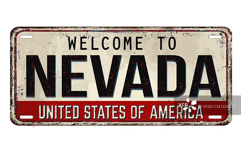 内华达州复古风锈迹金属牌图片素材
