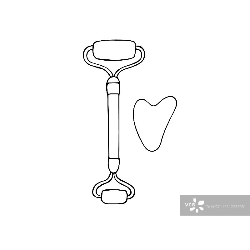 手绘刮痧板面部按摩滚轮图片素材