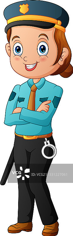 卡通微笑女警察图片素材