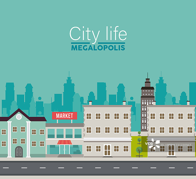 城市景观中的大都市生活文字图片素材