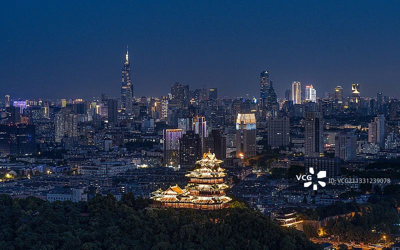南京阅江楼，古典美，夜景图片素材