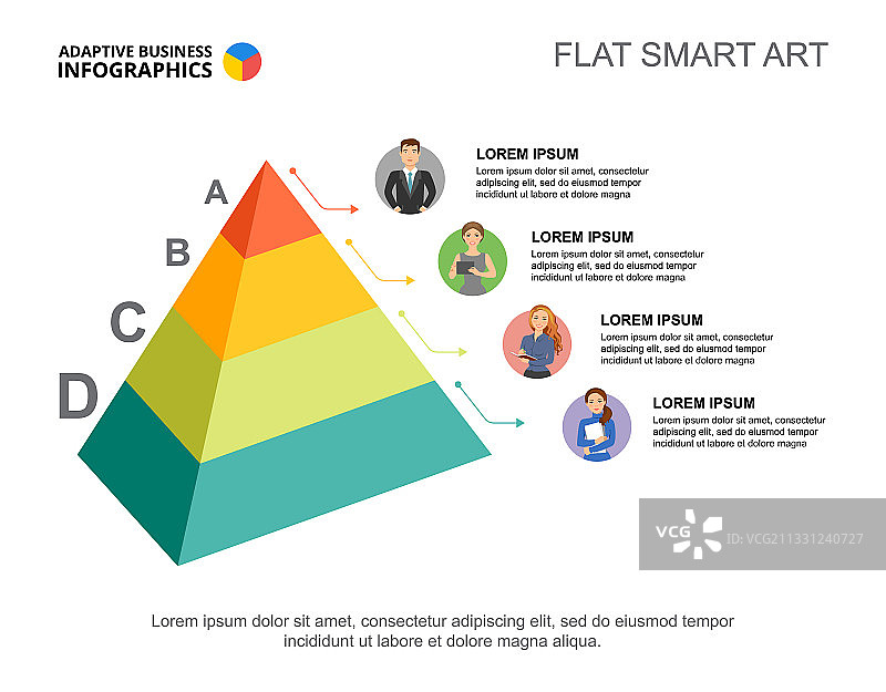 四个金字塔等级流程图模板图片素材
