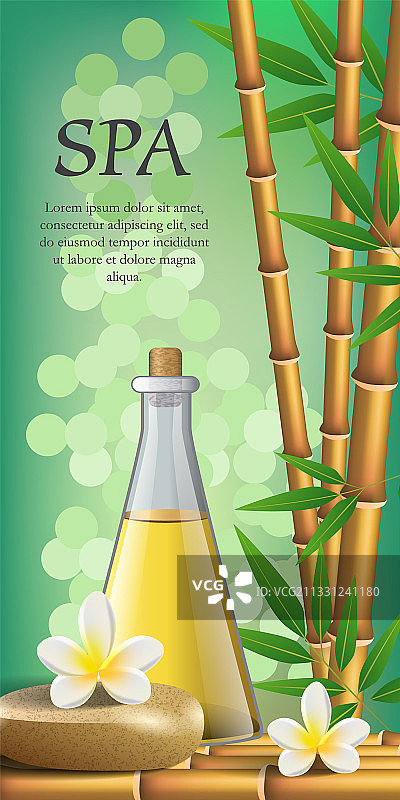水疗主题文字花竹石瓶图片素材