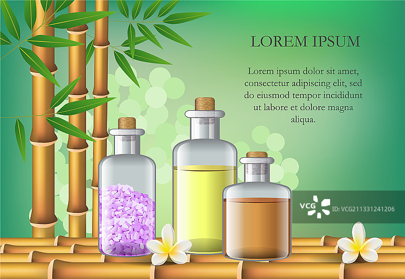 水疗沙龙配件竹子和示例文字图片素材
