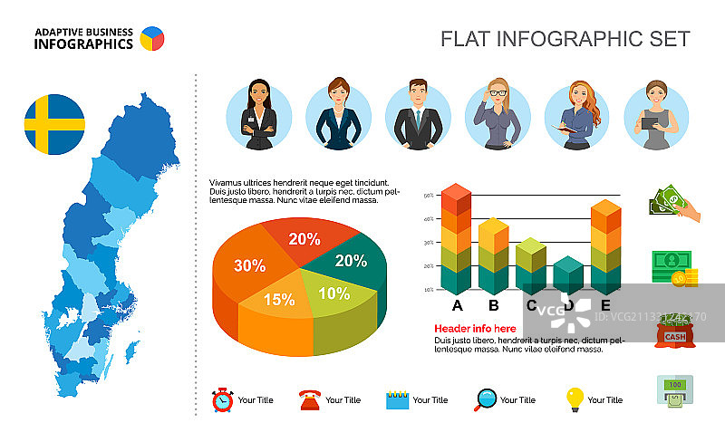 财务报告条形图和饼图模板图片素材