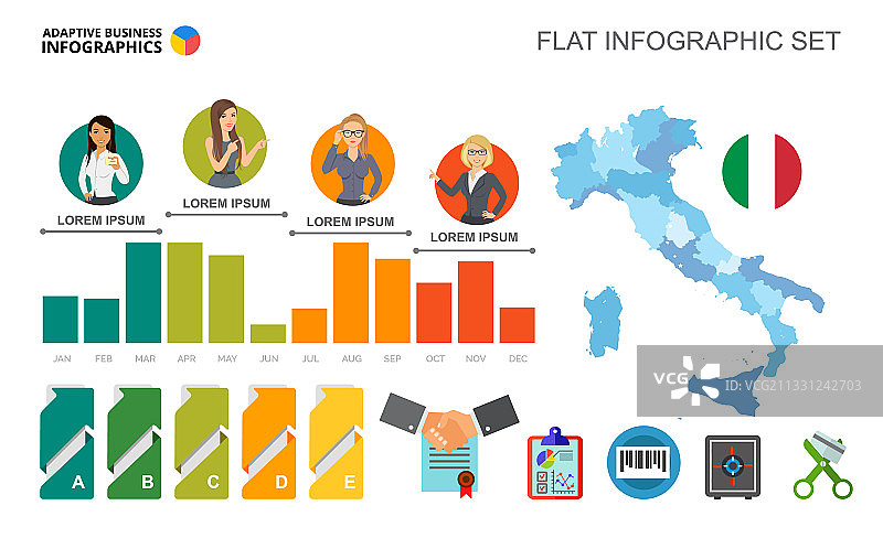 演示用时间线条形图模板图片素材