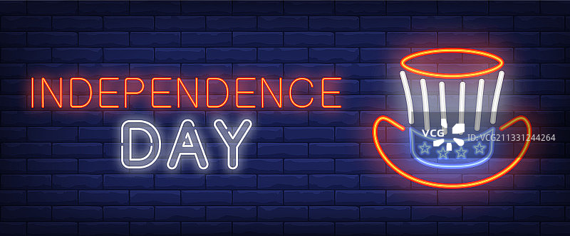 山姆大叔独立日霓虹文字图片素材