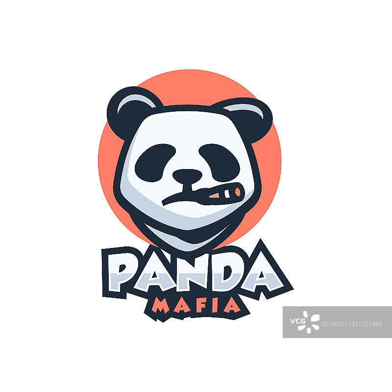 Logo熊猫黑手党简约吉祥物风格图片素材