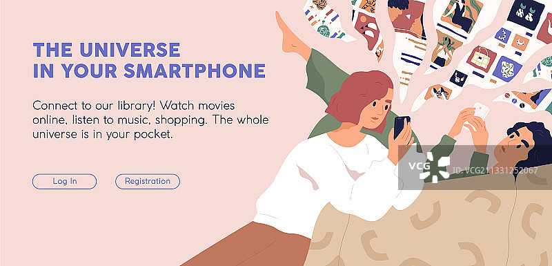 使用手机App在线购物人物图片素材