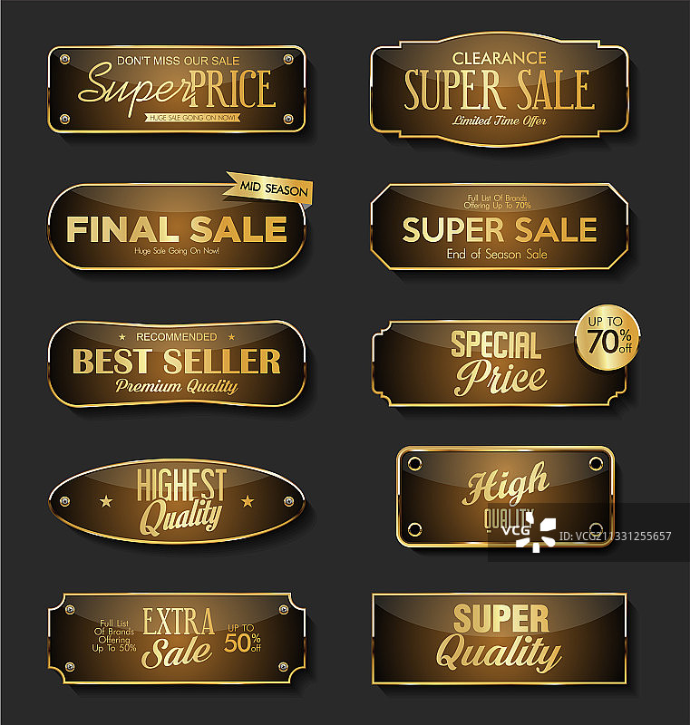 高品质金属板和金色超级促销标志图片素材